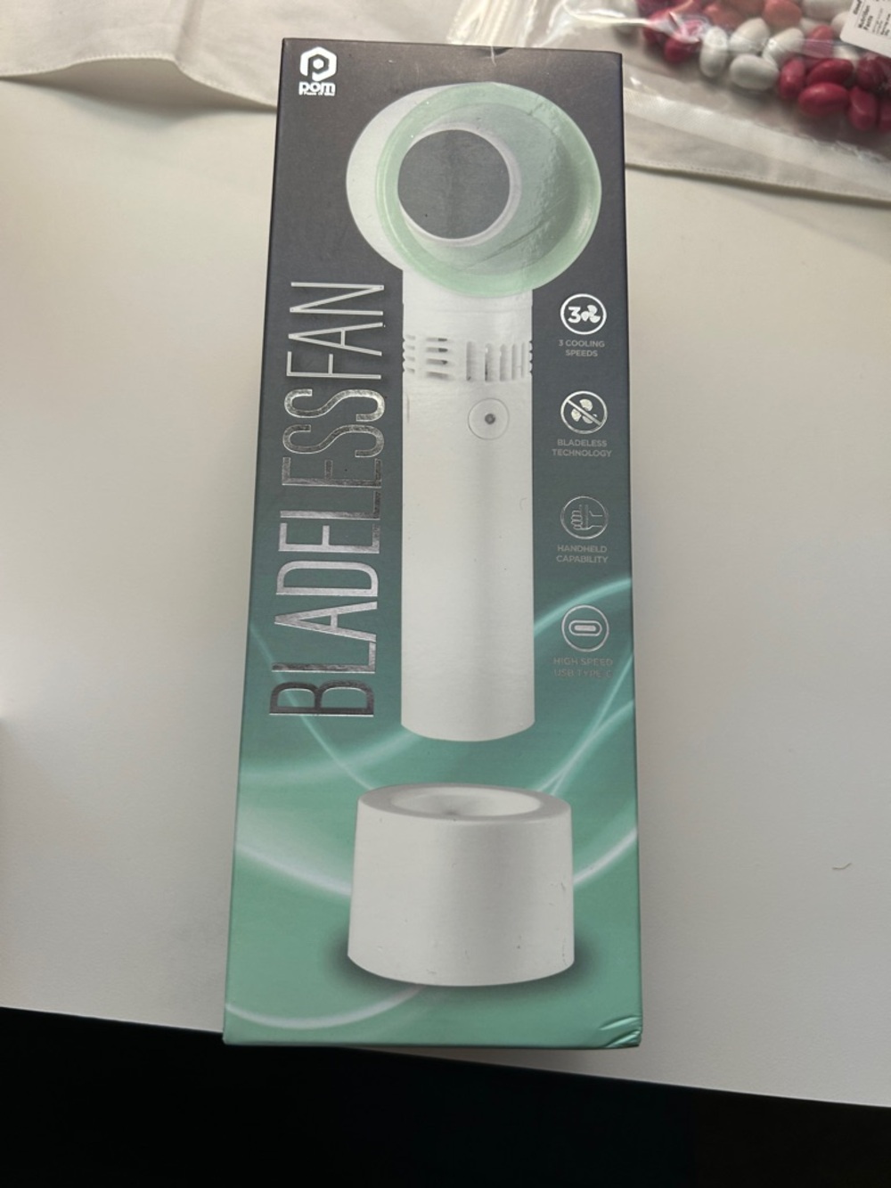 Brand New Bladeless Handheld Fan - Mint & White